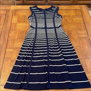 Taylor Navy and White Striped Sleeveless Dress size 2